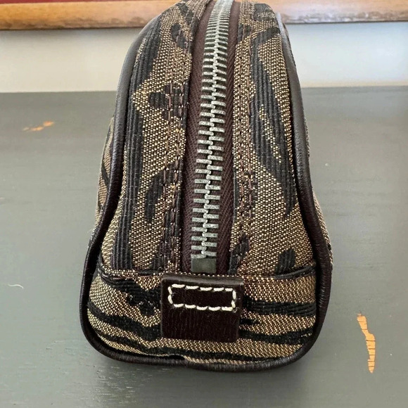 EUC  Fendi Zebra Animal Print Brown Fabric Bag Pouch Cosmetic Toiletry - Picture 6 of 11